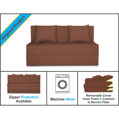 Adorn India Easy 2 Seater Sofa Cum Bed Alyn 4'x 6' (Brown) (1 Year Warranty)