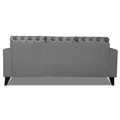 Adorn India Parker Leaf L Shape 4 Seater Sofa Set - Left Hand Side (Grey) Martin Plus (3 Year Warranty)
