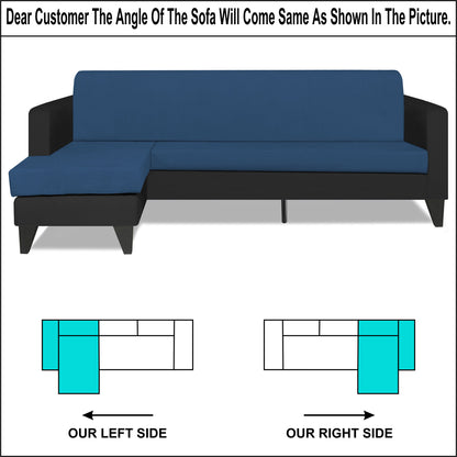 Adorn India Aladra L Shape Decent 5 Seater Sofa Set LHS (Blue & Black) (3 Year Warranty)