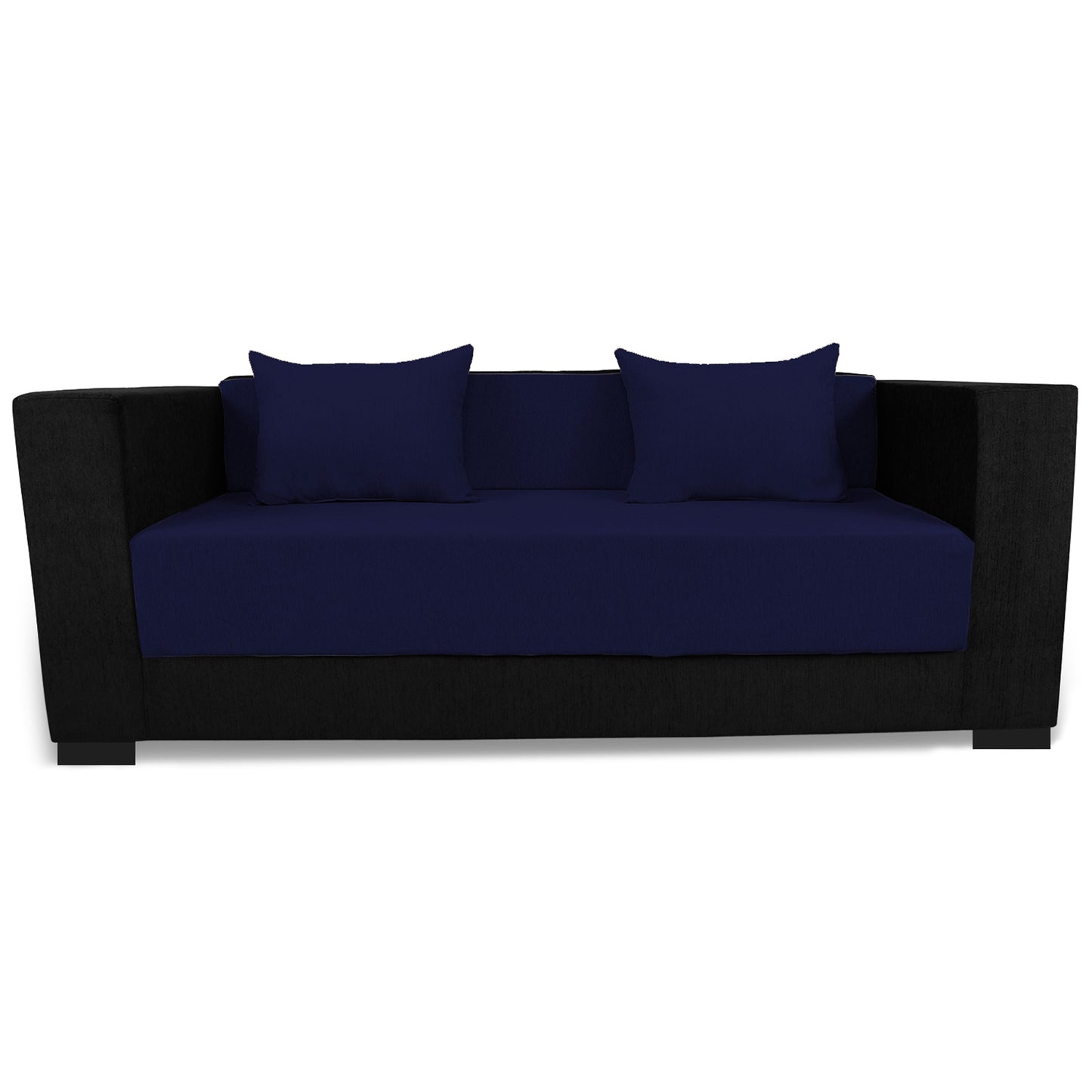 Adorn India Almond 3 Seater Sofa Cumbed (Dark Blue & Black)