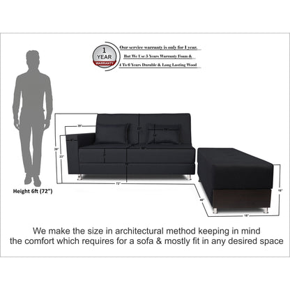 Adorn India Flora Sofa Cum bed (Black)