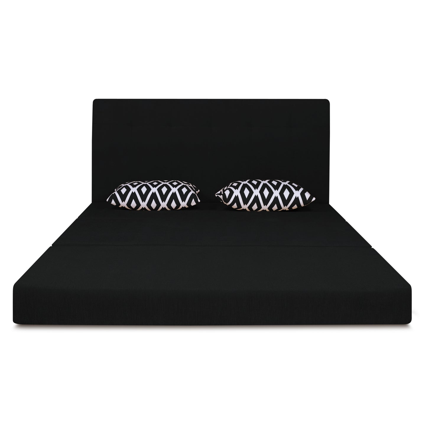Adorn India Easy Highback Three Seater Sofa Cum Bed Rhombus 5' x 6' (Black) (1 Year Warranty)
