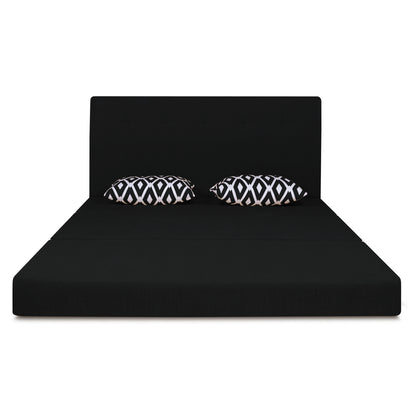 Adorn India Easy Highback Three Seater Sofa Cum Bed Rhombus 5' x 6' (Black) (1 Year Warranty)