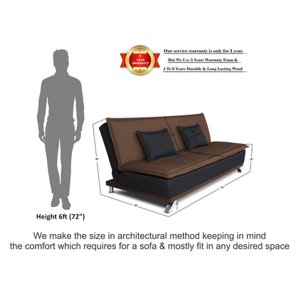 Adorn India Exclusive Two Tone Arden 4 Seater Sofa Cum Bed 4 x 6 (Brown & Black) (3 Year Warranty)