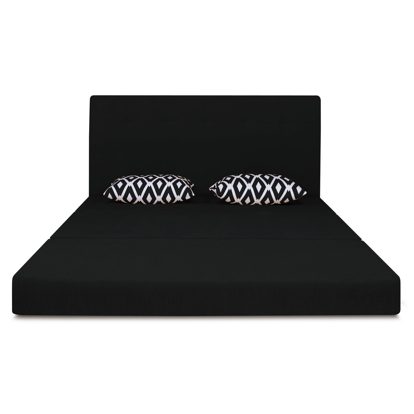 Adorn India Easy Highback Three Seater Sofa Cum Bed Rhombus 6' x 6' (Black) (1 Year Warranty)