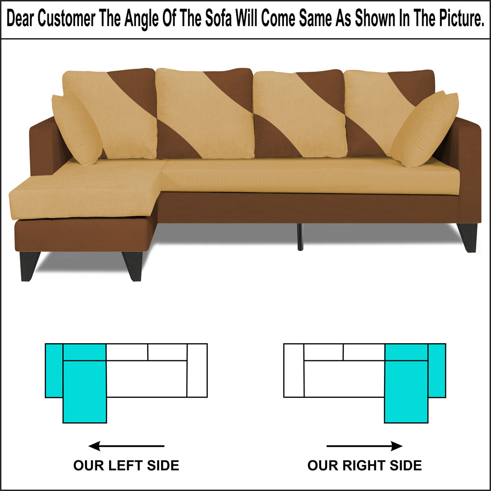 Adorn India Denver L Shape 5 Seater Sofa Set LHS (Brown & Beige) (3 Year Warranty)