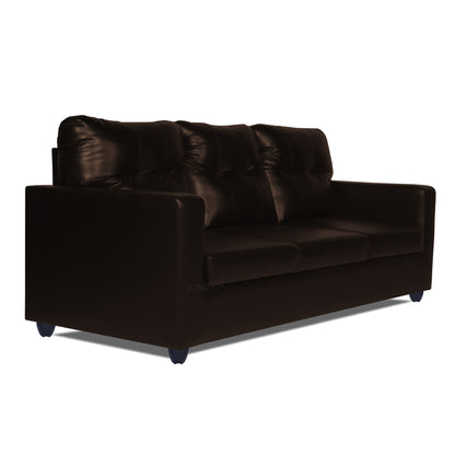 Adorn India Astor Leatherette 3 Seater Sofa (Brown) (3 Year Warranty)