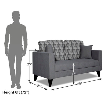 Adorn India Berlin Bricks 2 Seater Sofa (Grey) Martin Plus (3 Year Warranty)