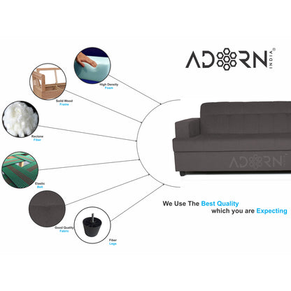 Adorn India Aleena 3 Seater Sofa(Grey)