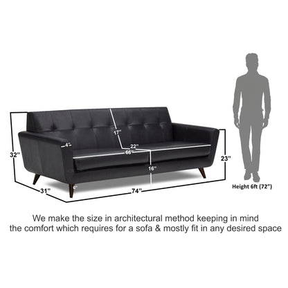 Adorn India Exclusive Alexus Leaterette Three Seater Sofa (Black)