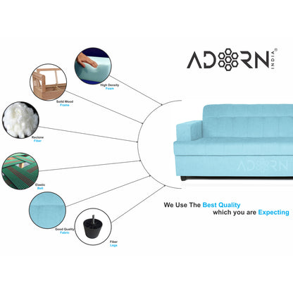 Adorn India Aleena 3 Seater Sofa(Light Blue)
