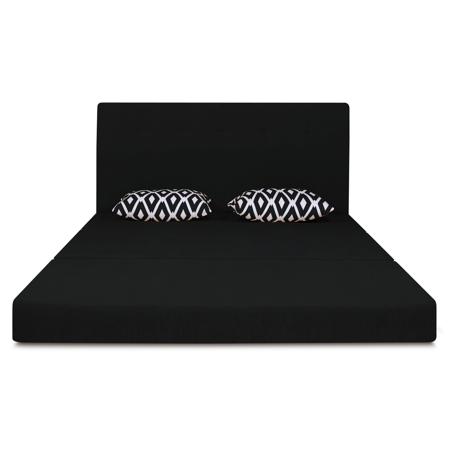 Adorn India Easy Highback Two Seater Sofa Cum Bed Rhombus 4' x 6' (Black) (1 Year Warranty)