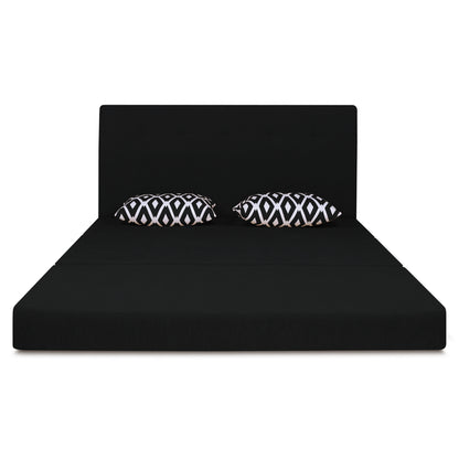 Adorn India Easy Highback Two Seater Sofa Cum Bed Rhombus 4' x 6' (Black) (1 Year Warranty)