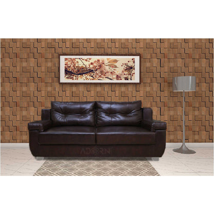 Adorn India Soleado Leatherette Three Seater Sofa (Brown)