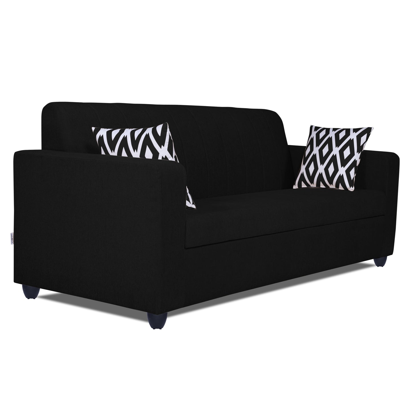 Adorn India Rio Highback 3 Seater Sofa (Black) (3 Year Warranty)