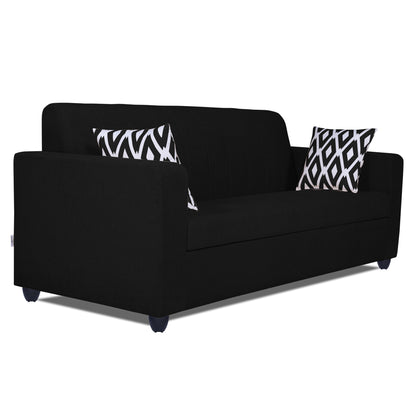Adorn India Rio Highback 3 Seater Sofa (Black) (3 Year Warranty)