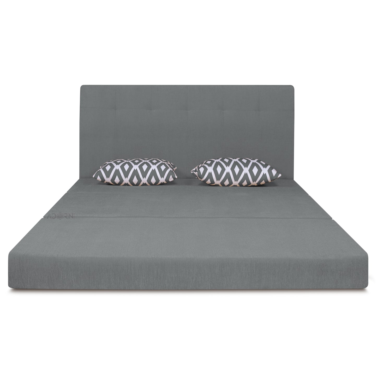 Adorn India Easy Highback Three Seater Sofa Cum Bed Rhombus 6'x 6' Grey (3 Year Warranty)