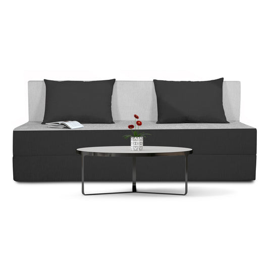 Adorn India Easy 3 Seater Sofa Cum Bed (Black & Grey) (5x6) (3 Year Warranty)