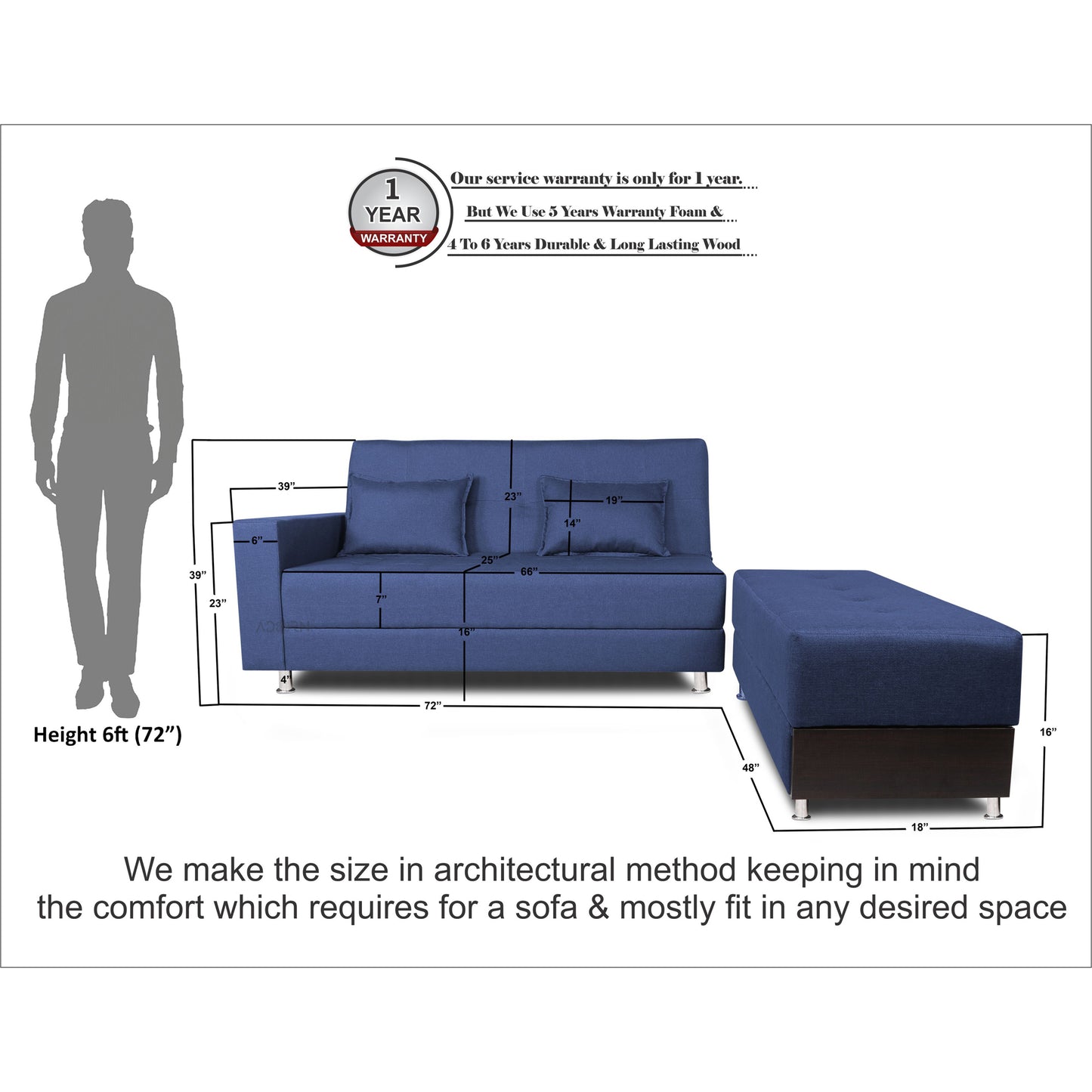 Adorn India Flora Sofa Cum bed (Blue)