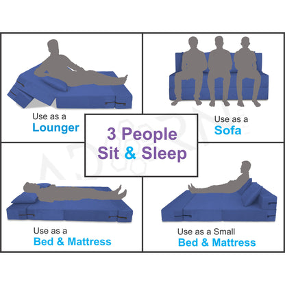 Adorn India Easy Three Seater Sofa Cum Bed Alyn 5'x 6' (Dark Blue)(1 Year Warranty)