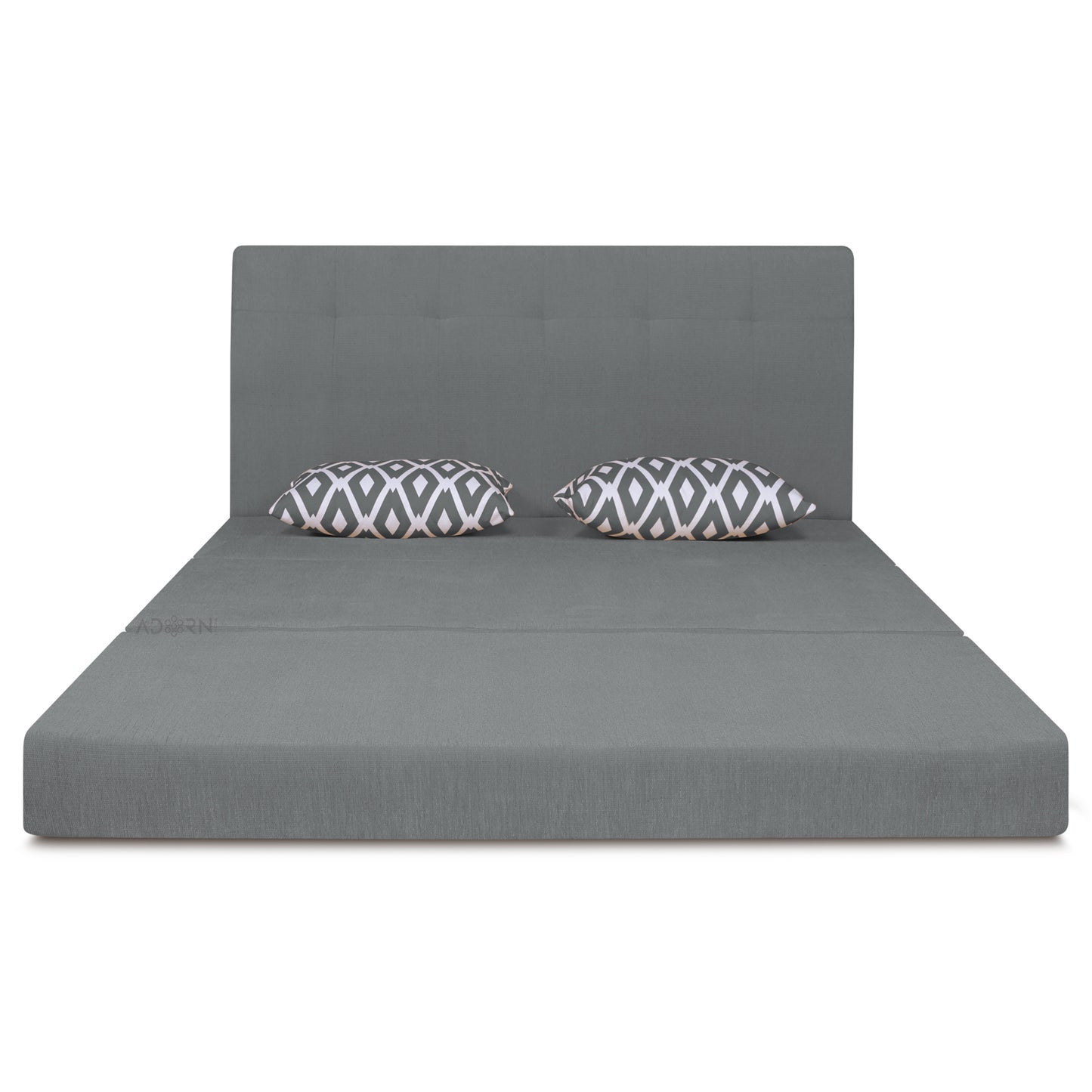Adorn India Easy Highback Three Seater Sofa Cum Bed Rhombus 5' x 6' (Grey) (1 Year Warranty)