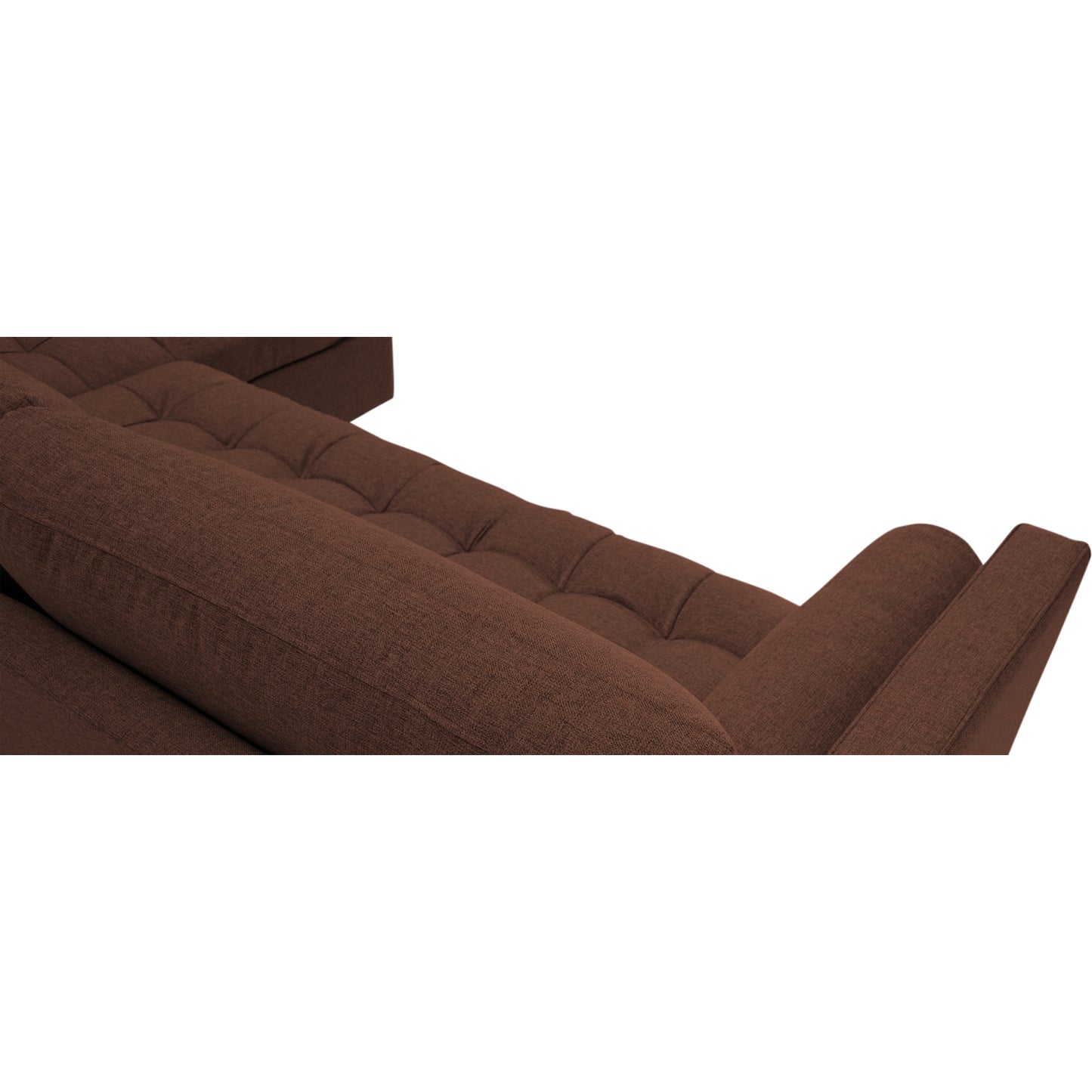 Adorn India Alexander L Shape 7 Seater Sofa Set with Ottoman Puffy RHS (Brown) (3 Year Warranty)