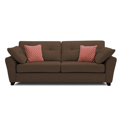 Adorn India Moris 3 Seater Fabric Sofa (Brown) (3 Year Warranty)