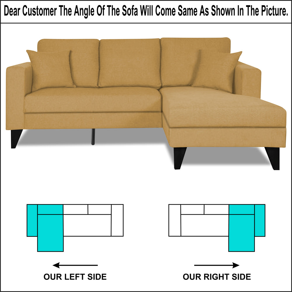 Adorn India Martin L Shape Right Hand Side Sofa Set Plain (Beige) 4 Seater (3 Year Warranty)