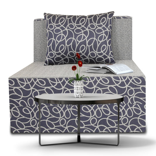 Adorn India Easy Single Seater Sofa Cum Bed Poly Cotton 3'X6' (Blue and Grey)