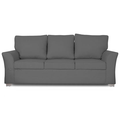 Adorn India Alexia 3 Seater Sofa(Grey), Wood, Foam