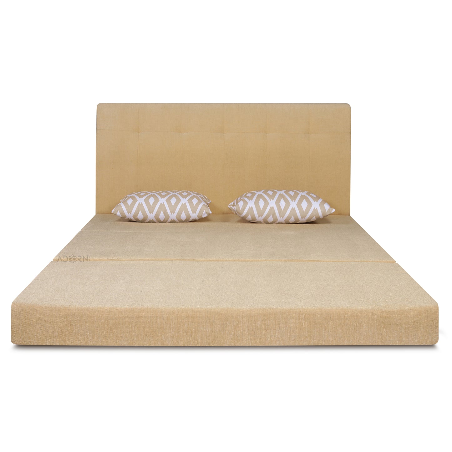 Adorn India Easy Highback Three Seater Sofa Cum Bed Rhombus 5' x 6' (Beige) (1 Year Warranty)