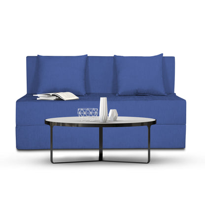 Adorn India Foam Easy 2 Seater Sofa Cum Bed Alyn 4'X 6' (Dark Blue) (1 Year Warranty)