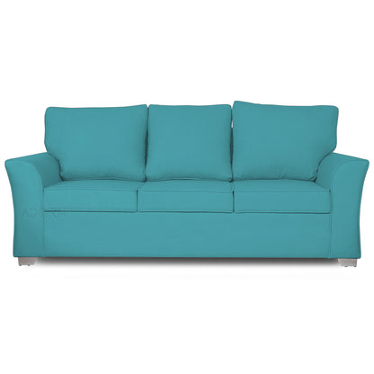 Adorn India Alexia 3 Seater Sofa(Aqua Blue), Wood, Foam