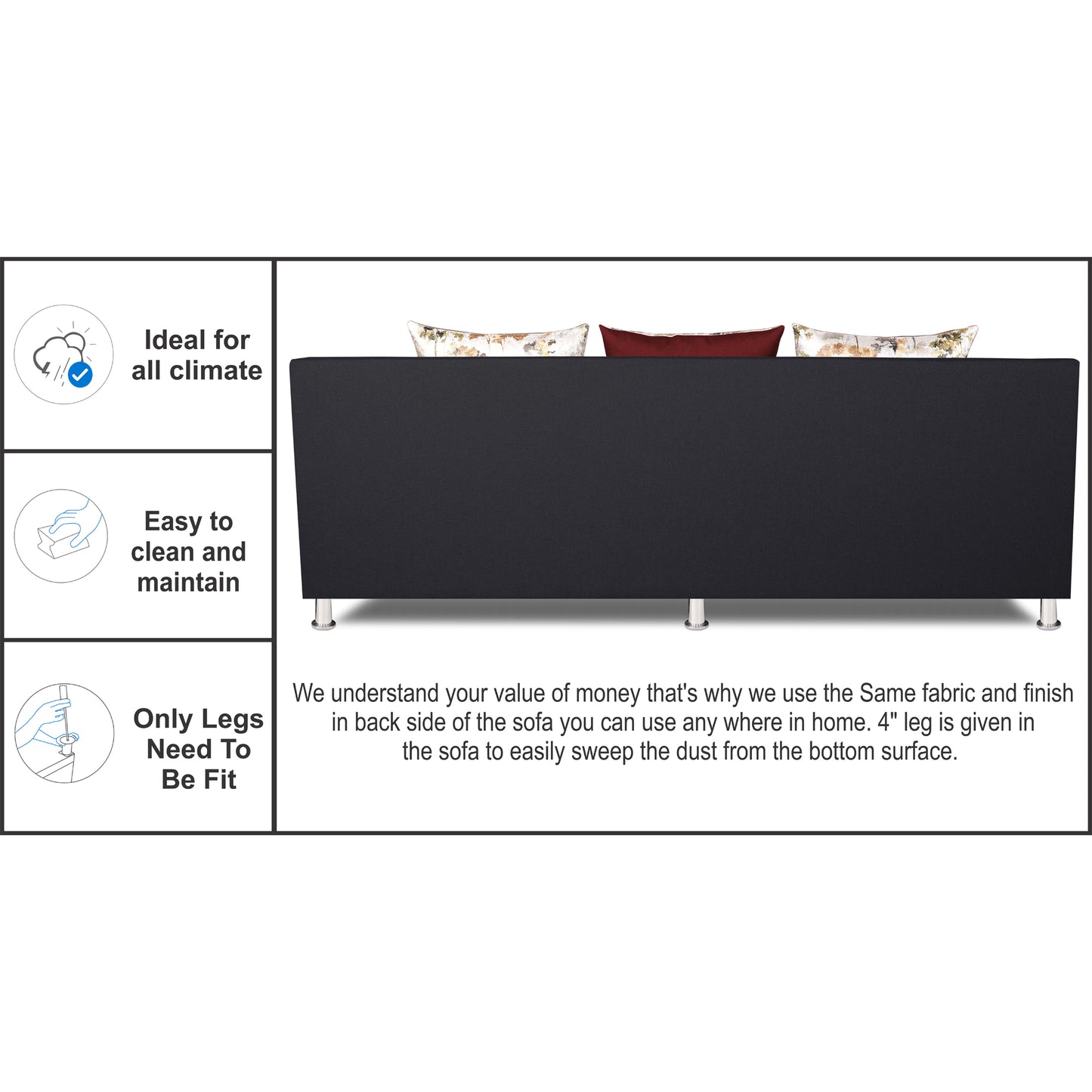 Adorn India Exclusive Two Tone Alica Modular Sofa Set (Maroon & Black), Wood, Foam