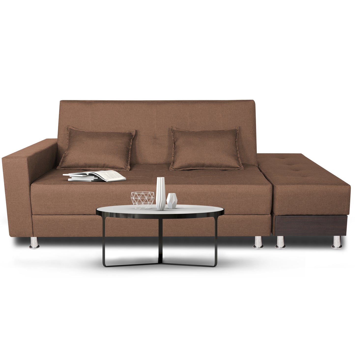 Adorn India Flora Sofa Cum bed (Camel)