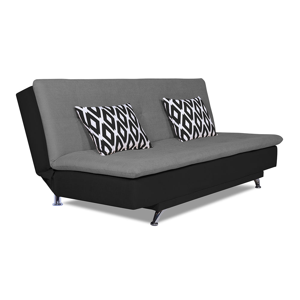 Adorn India Aspen Two Tone Rhombus Sofa Cum Bed (Grey & Black)