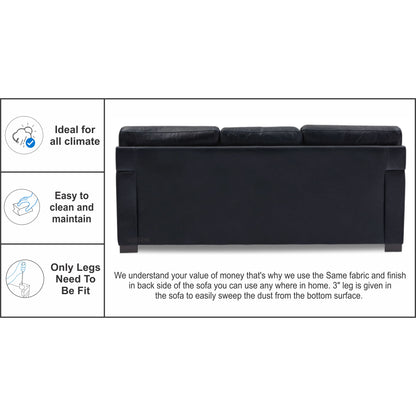 Adorn India Exclusive Rosina Leatherette 3+2 Sofa Set (Black)