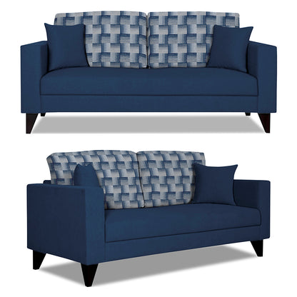 Adorn India Berlin Bricks 3+2 5 Seater Sofa Set (Blue) Martin Plus (3 Year Warranty)