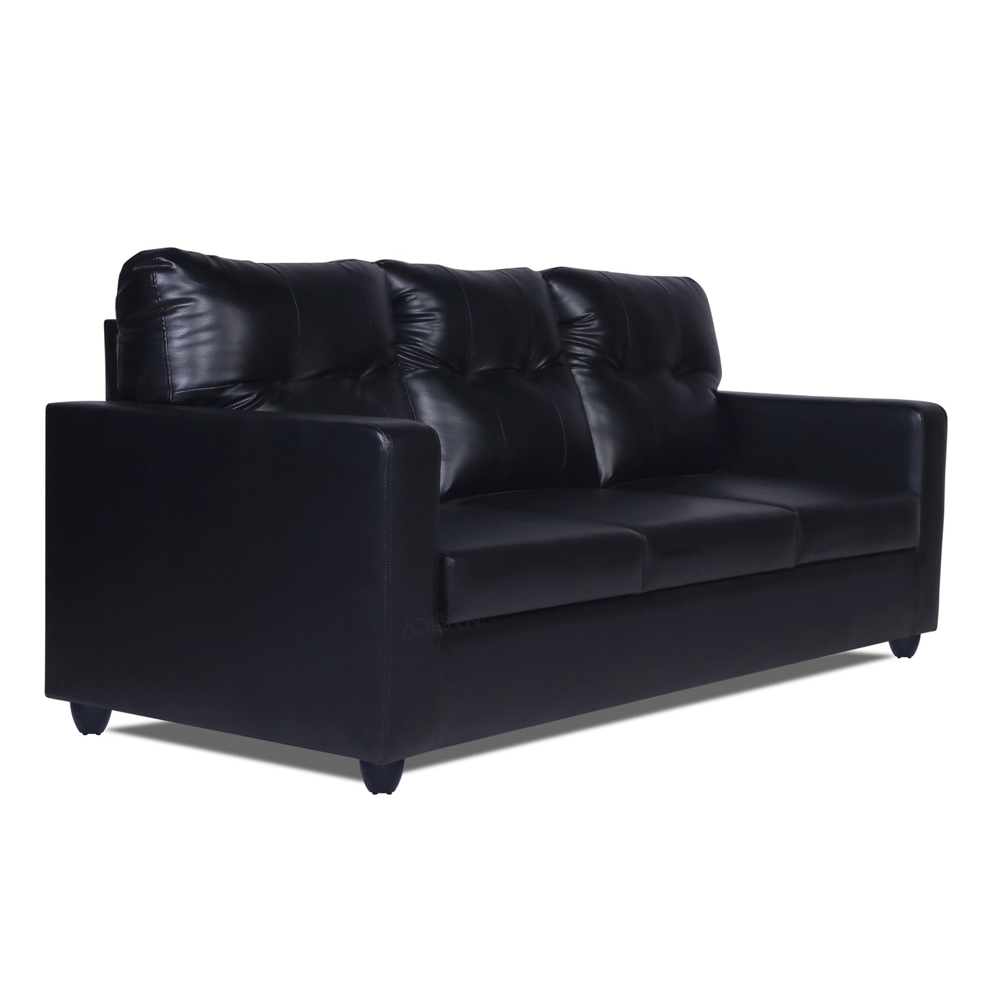 Adorn India Astor Leatherette 3+1+1 5 Seater Sofa Set (Black) (3 Year Warranty)