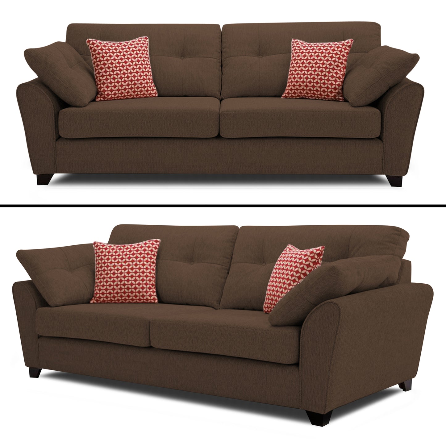 Adorn India Moris 3+2 5 Seater Sofa Set (Brown) (3 Year Warranty)