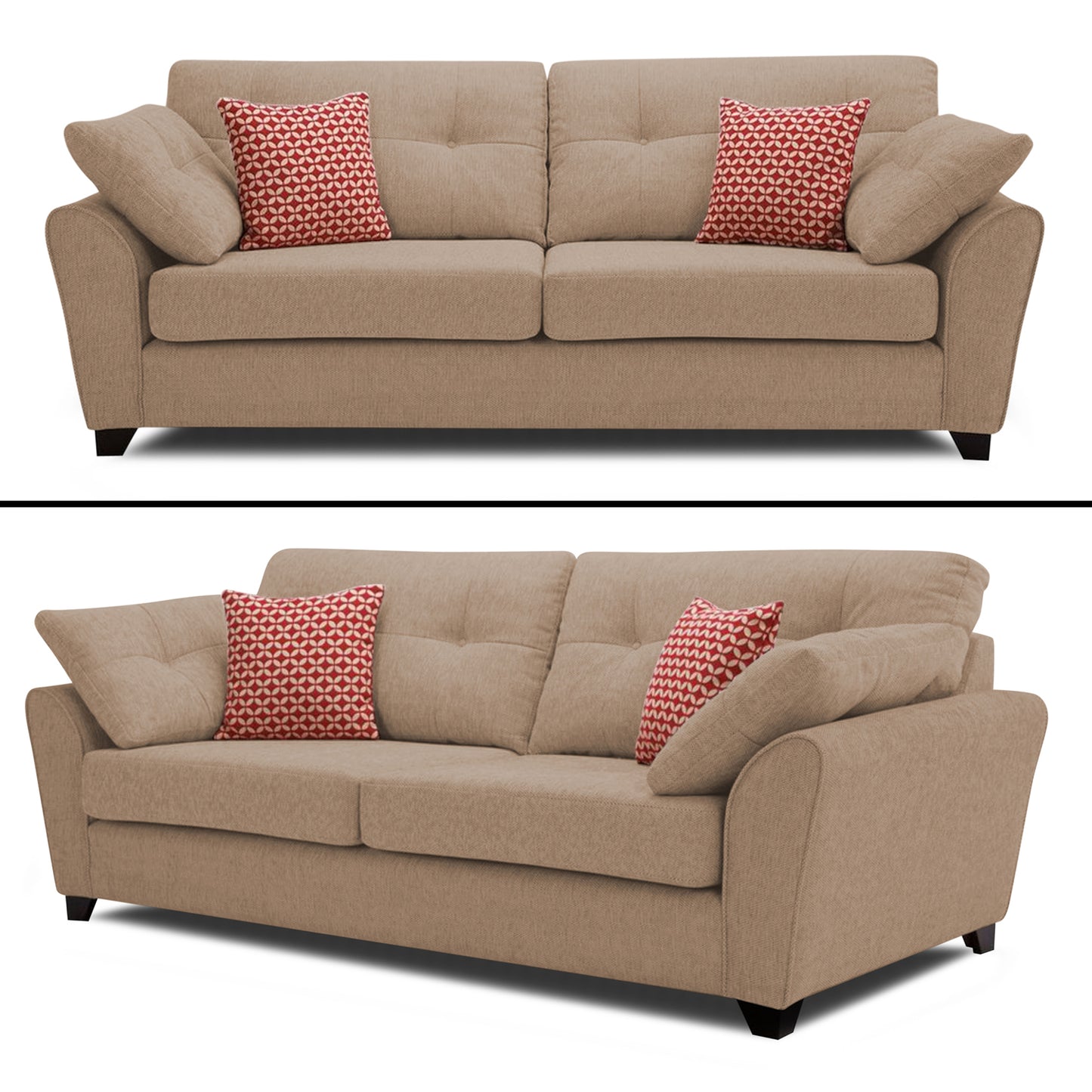 Adorn India Moris 3+2 5 Seater Sofa Sett (Beige) (3 Year Warranty)