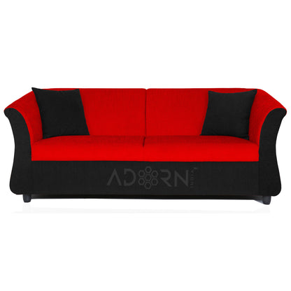 Adorn India Acura 3 Seater Sofa (Red & Black1)