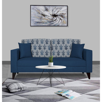 Adorn India Parker Leaf 3 Seater Sofa (Blue) Martin Plus (3 Year Warranty)
