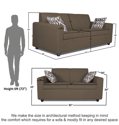 Adorn India Monteno Five Seater 3+2 Sofa Set (Brown) (3 Year Warranty)
