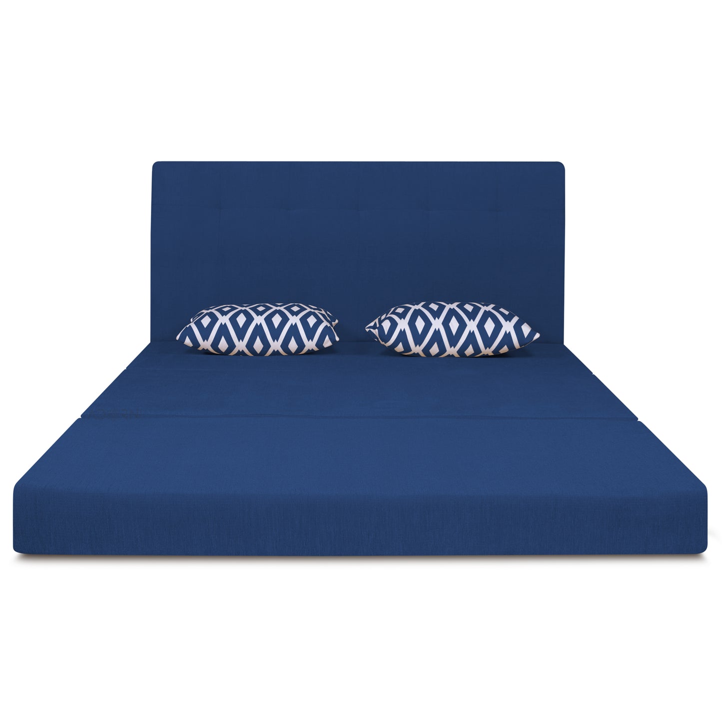 Adorn India Easy Highback Two Seater Sofa Cum Bed Rhombus 4' x 6' (Blue) (1 Year Warranty)