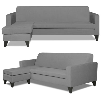 Adorn India Aladra L Shape Decent 5 Seater Sofa Set LHS (Grey) (3 Year Warranty)