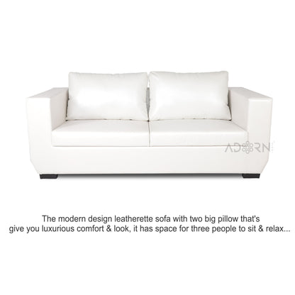 Adorn India Walton Leatherette 3 Seater Sofa (White)