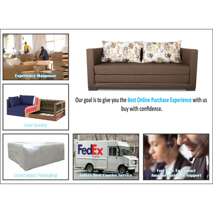 Adorn India Straight line 3 Seater Sofa Cum Bed (Brown)