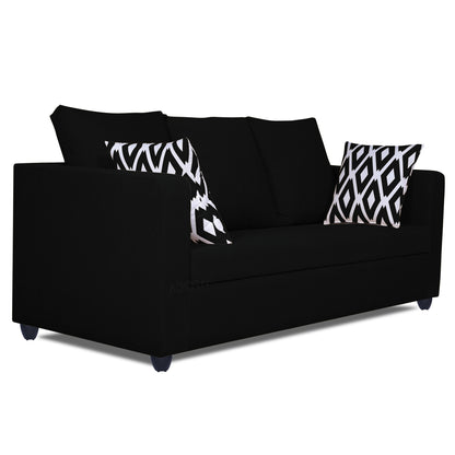 Adorn India Zink Straight Line 3-1-1 5 Seater Sofa Set (Wood & Fabric, Black)