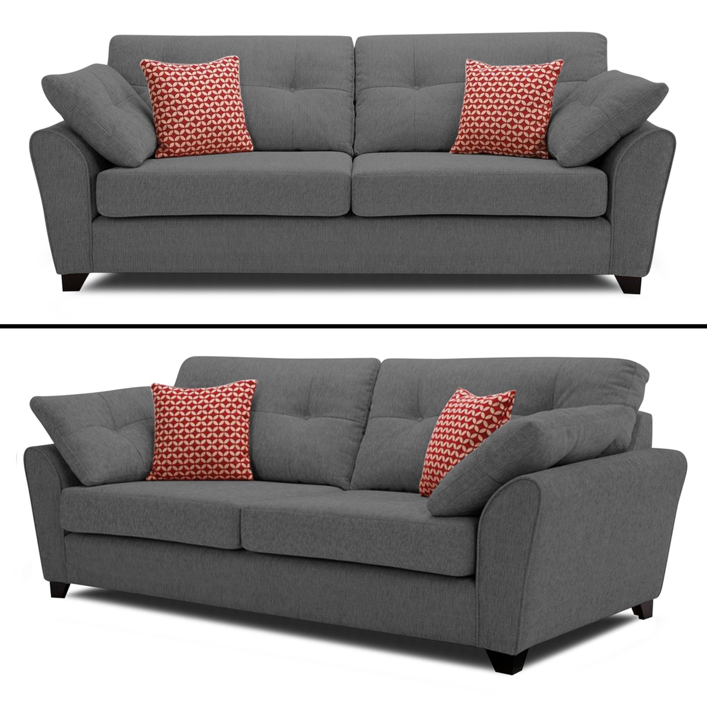 Adorn India Moris 3+2 5 Seater Sofa Set (Grey) (3 Year Warranty)